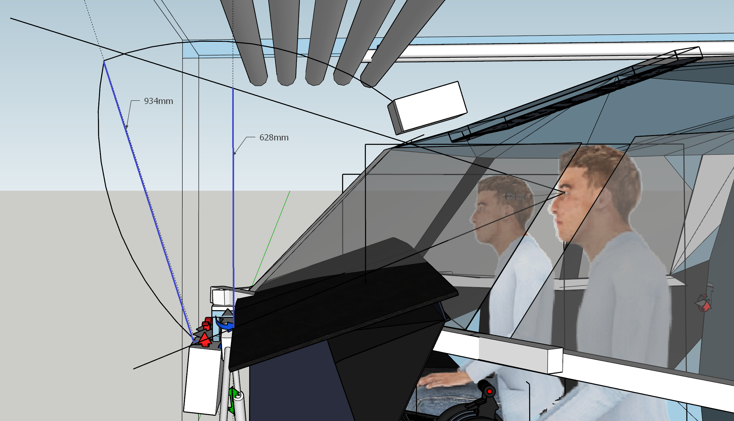 Angle of PF sight, projected picture heights